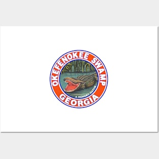 Okefenokee Swamp Georgia Vintage Alligator Gator Travel Posters and Art